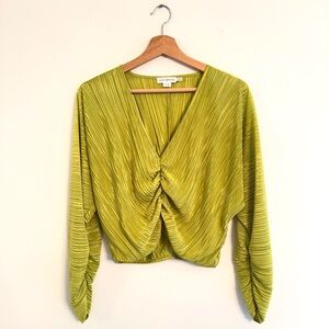 Good American Always Fits Plisse Ruched Blouse Medium